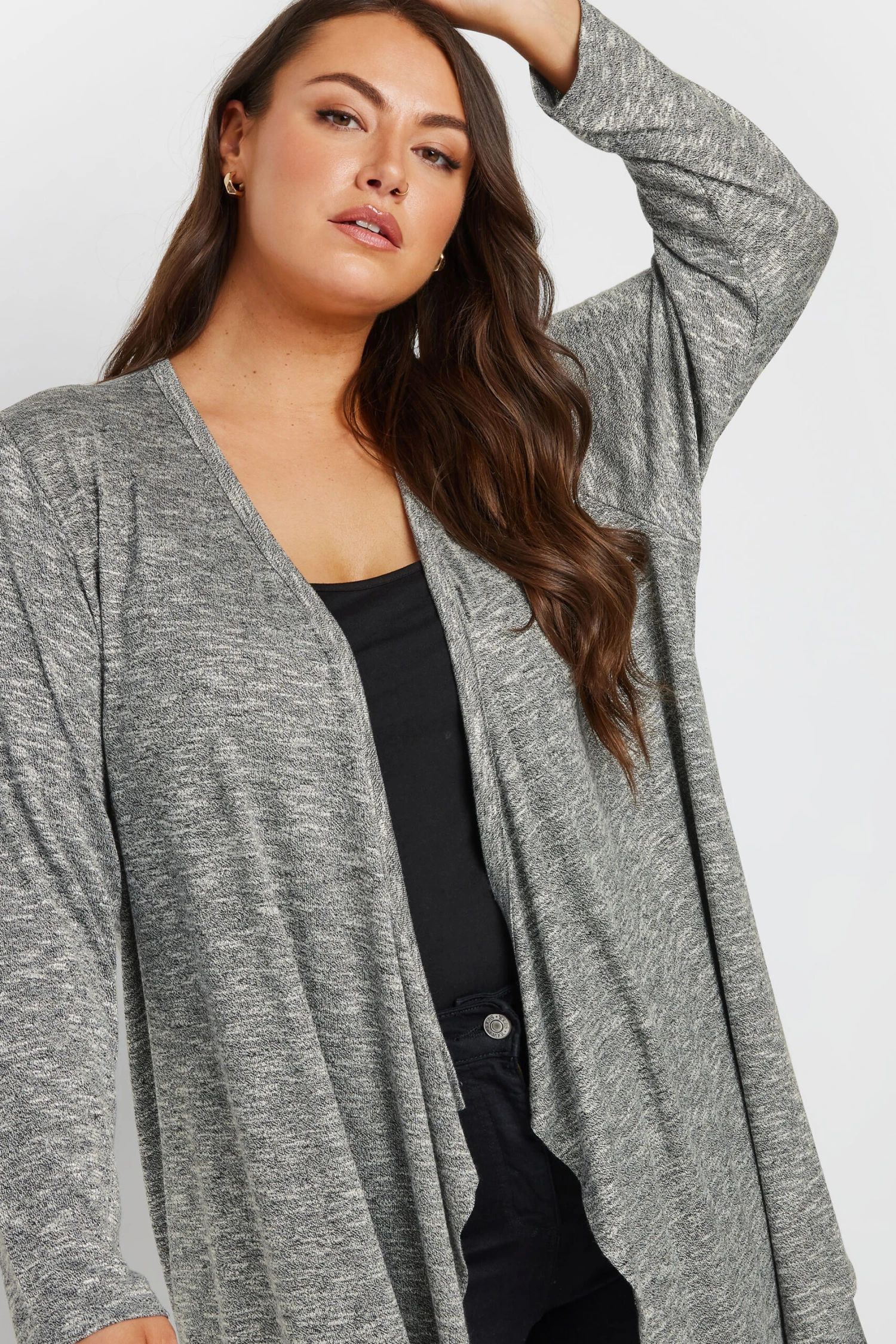 YOURS - Cardigan Midaxi Gris Design Cascade 6 YOURS - Cardigan Midaxi Gris Design Cascade – Image 4