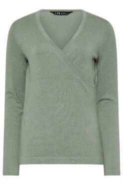 LTS Tall Sage Green Knit Wrap Top 11 LTS Tall Sage Green Knit Wrap Top -Evans Boutique b9f4cd55 ef25 4e 353789 X