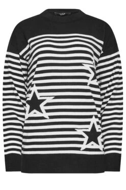 LTS Tall Black Star & Stripe Print Jumper 14 LTS Tall Black Star & Stripe Print Jumper -Evans Boutique ba174a1a 8537 47 350793 X