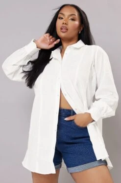 YOURS - Chemisier Oversize Blanc à Manches Longues