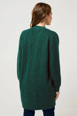 M&Co Teal Green Cable Knit Midi Cardigan 9 M&Co Teal Green Cable Knit Midi Cardigan -Evans Boutique baf7dfe2 3adb 42 502436 C