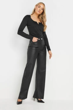 LTS Tall Black Square Notch Neck Top -Evans Boutique bb04896c dc03 4e 355695 B