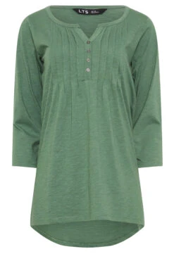 LTS Tall Khaki Green Henley Top 11 LTS Tall Khaki Green Henley Top -Evans Boutique bb1eb400 f6f1 48 355205 X