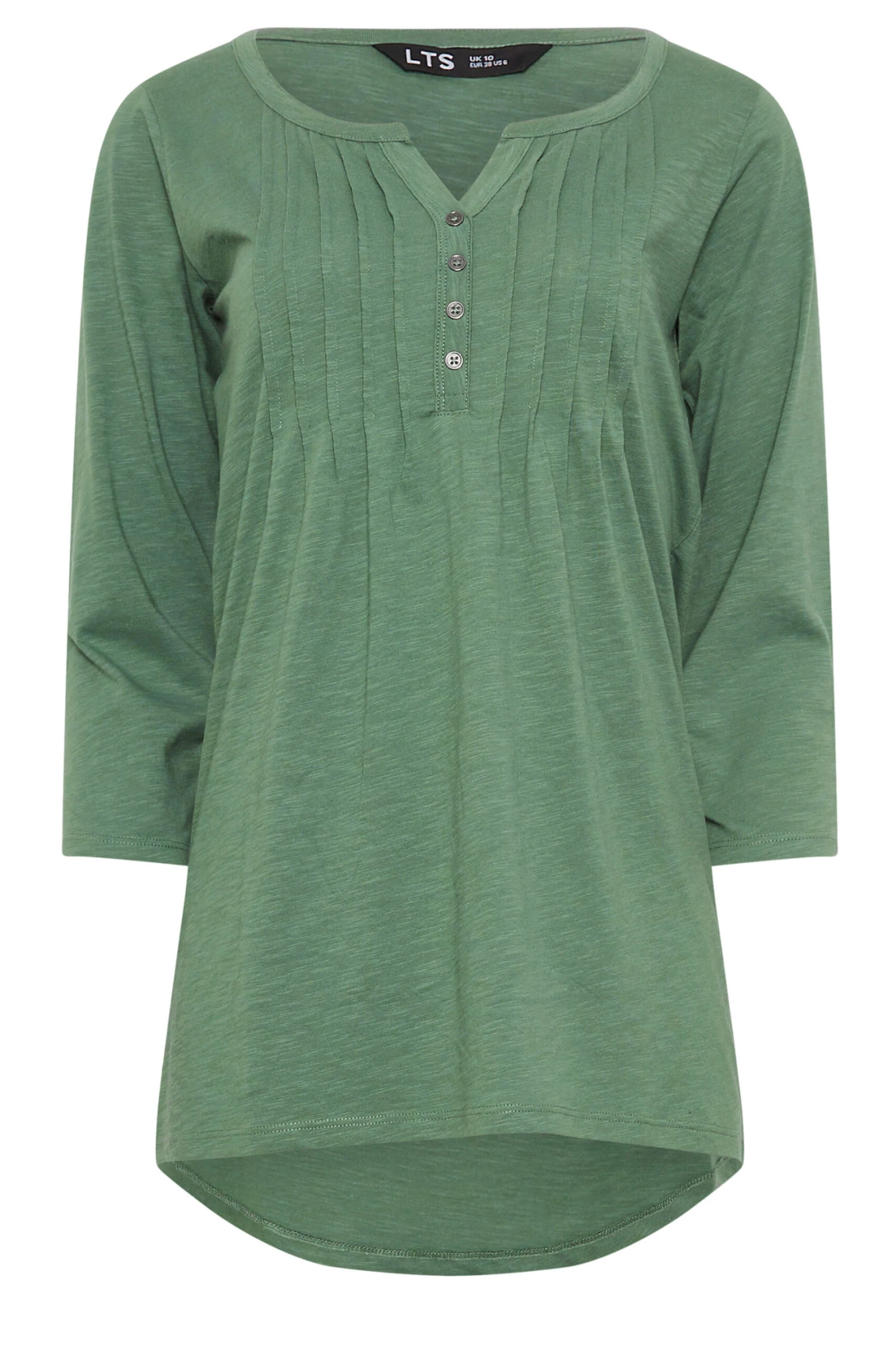 LTS Tall Khaki Green Henley Top 7 LTS Tall Khaki Green Henley Top – Image 5