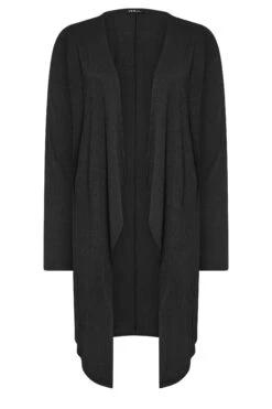 YOURS - Cardigan Maxi Noir Texturé En Cascade 11 YOURS - Cardigan Maxi Noir Texturé En Cascade -Evans Boutique bb451ed5 f71e 4d 322618 X