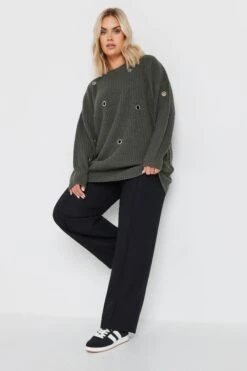 YOURS - Pull Gris Charbonneux Manches Longues Design Clouté -Evans Boutique bbfa3a2d ea06 49 280236 C