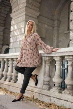 YOURS Curve Chemisier Plissé à Fleurs Mauve Et Violet