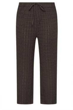YOURS - Pantalon Large Texturé à Bulles Marron Chocolat -Evans Boutique bc230296 10ad 46 310206 X