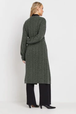 LTS Tall Charcoal Grey Cable Knit Midi Cardigan -Evans Boutique bc283d30 a347 4f 353834 C