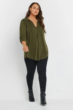 YOURS - Top Vert Kaki Plissé Volanté En Jersey 8 YOURS - Top Vert Kaki Plissé Volanté En Jersey -Evans Boutique bc46a58b effc 48 303629 B