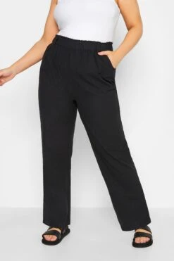 YOURS - Pantalon Noir En Coton Wide Leg