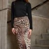 STAR Beige Brown Denim Leopard Print Midi Skirt 1 STAR Beige Brown Denim Leopard Print Midi Skirt -Evans Boutique bc68f7f3 8f3c 48 110705 L6 110621 L5