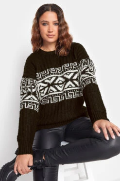 LTS Tall Black Jacquard Tassel Knit Jumper 13 LTS Tall Black Jacquard Tassel Knit Jumper -Evans Boutique bc8593bd 0e78 4c 350848 D