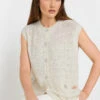 LTS Tall Ivory White Knitted Metallic Button Vest Top -Evans Boutique bcebe584 dc51 45 355581 D