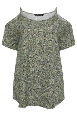 YOURS - Top Vert Kaki Design Animal Bardot -Evans Boutique bd1c57a8 5ca3 42 321634 X