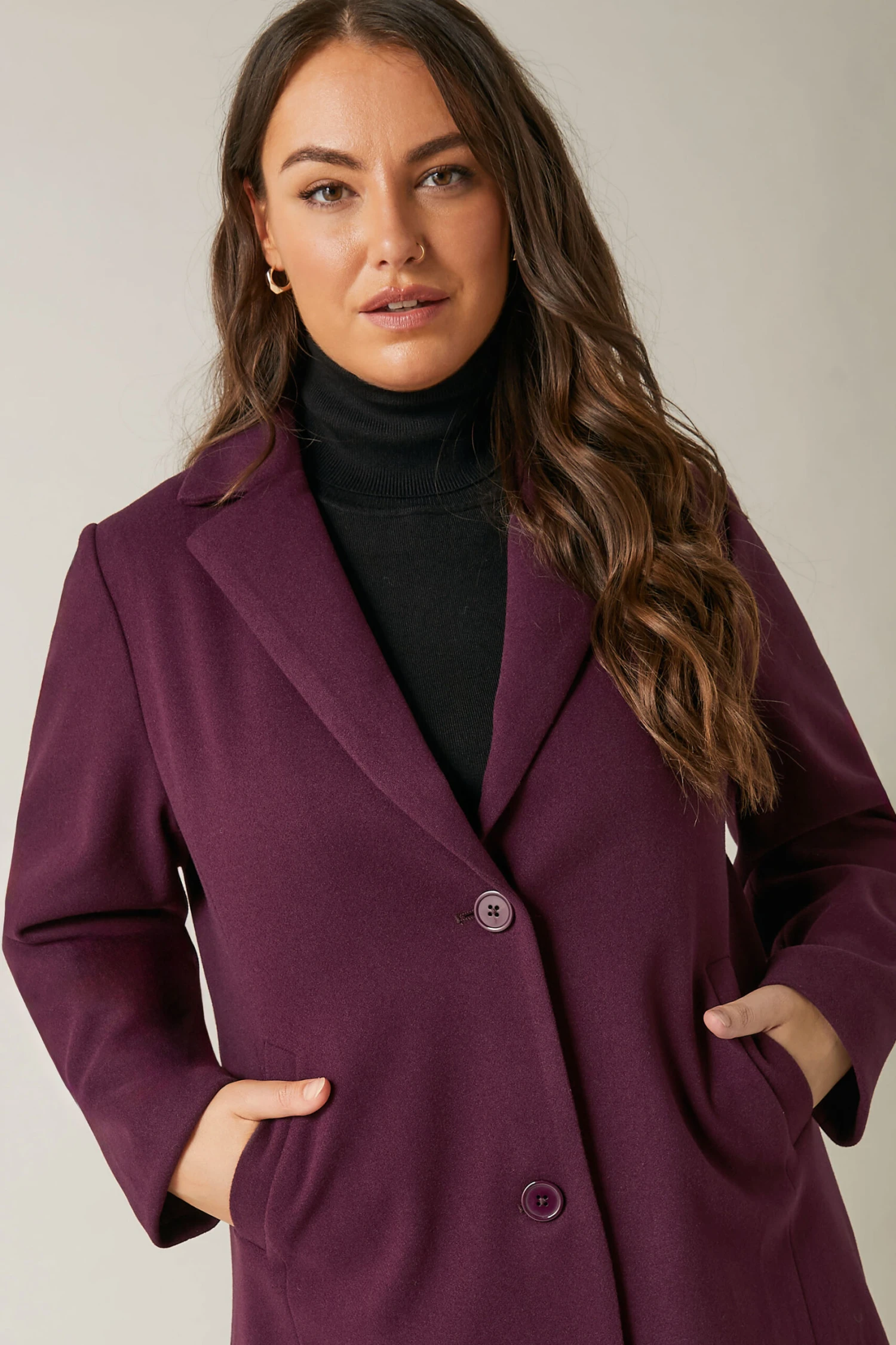 EVANS Curve Burgundy Red City Coat 7 EVANS Curve Burgundy Red City Coat – Image 5