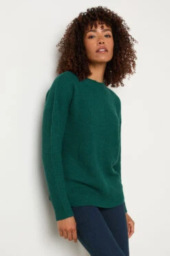 M&Co Dark Green Funnel Neck Knitted Jumper