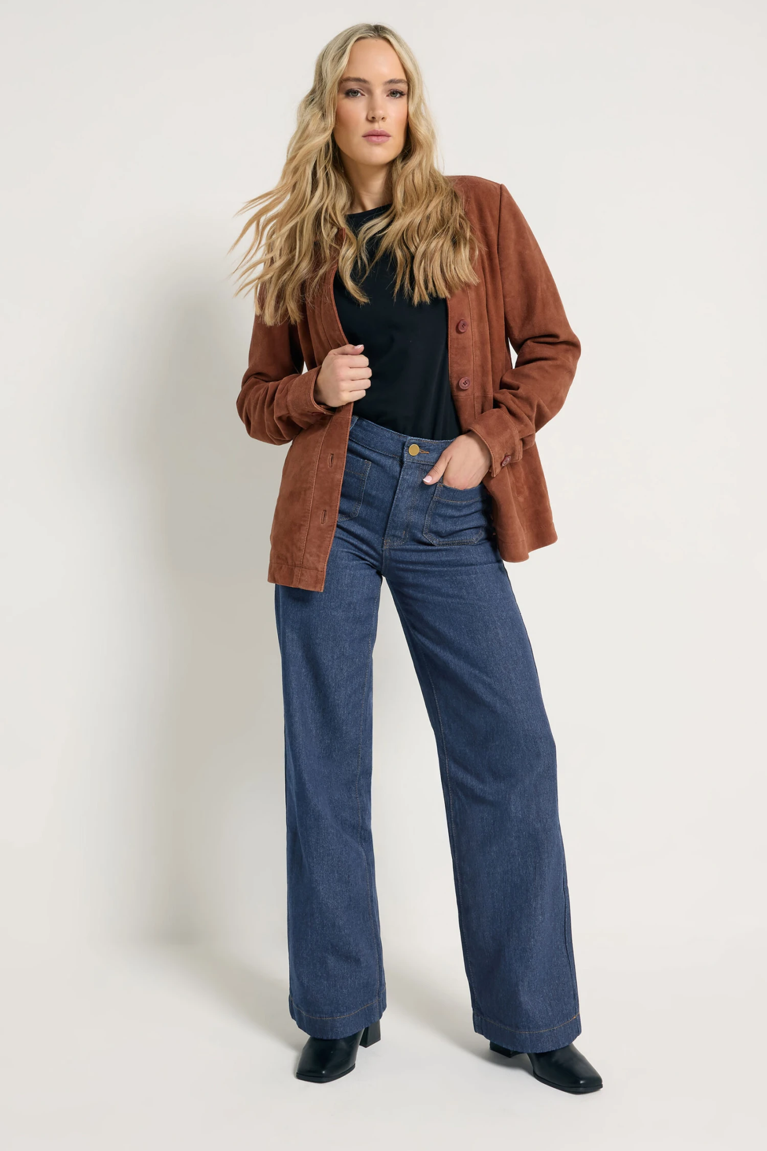 LTS Tall Indigo Blue Pocket Detail Wide Leg Jeans 8 LTS Tall Indigo Blue Pocket Detail Wide Leg Jeans – Image 6