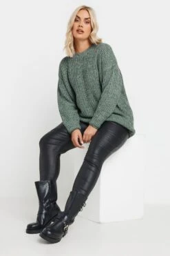 YOURS - Pull Vert Sauge En Maille Manches Longues -Evans Boutique be34b85d f917 47 280440 B