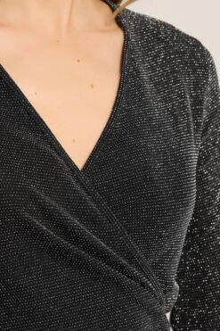 LTS Tall Black Glitter Wrap Top 10 LTS Tall Black Glitter Wrap Top -Evans Boutique be57119e 809a 46 356935 D