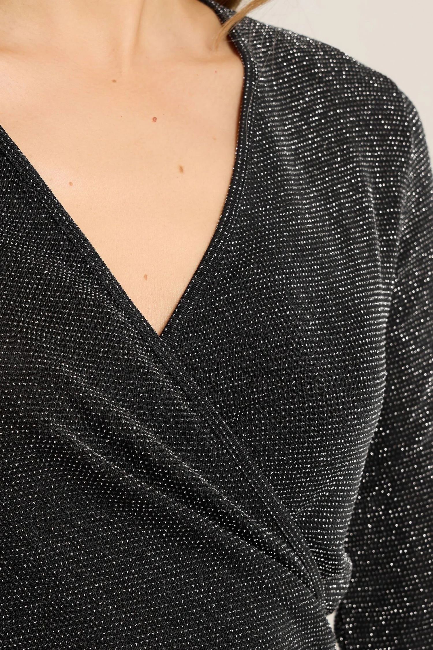 LTS Tall Black Glitter Wrap Top 6 LTS Tall Black Glitter Wrap Top – Image 4