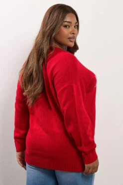 YOURS Curve Pull Tricoté Rouge « Alpine Resort » -Evans Boutique be84d644 58c4 49 280715 D