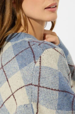 M&Co Blue Argyle Knitted Jumper -Evans Boutique be9a145a c029 4d 502448 D