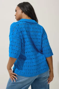 LIMITED COLLECTION - Chemisier Bleu Roi Design En Crochet -Evans Boutique bea393e8 c605 40 216866 C