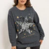 YOURS Curve Sweat-shirt Gris à Paillettes étoiles « Shine Bright »