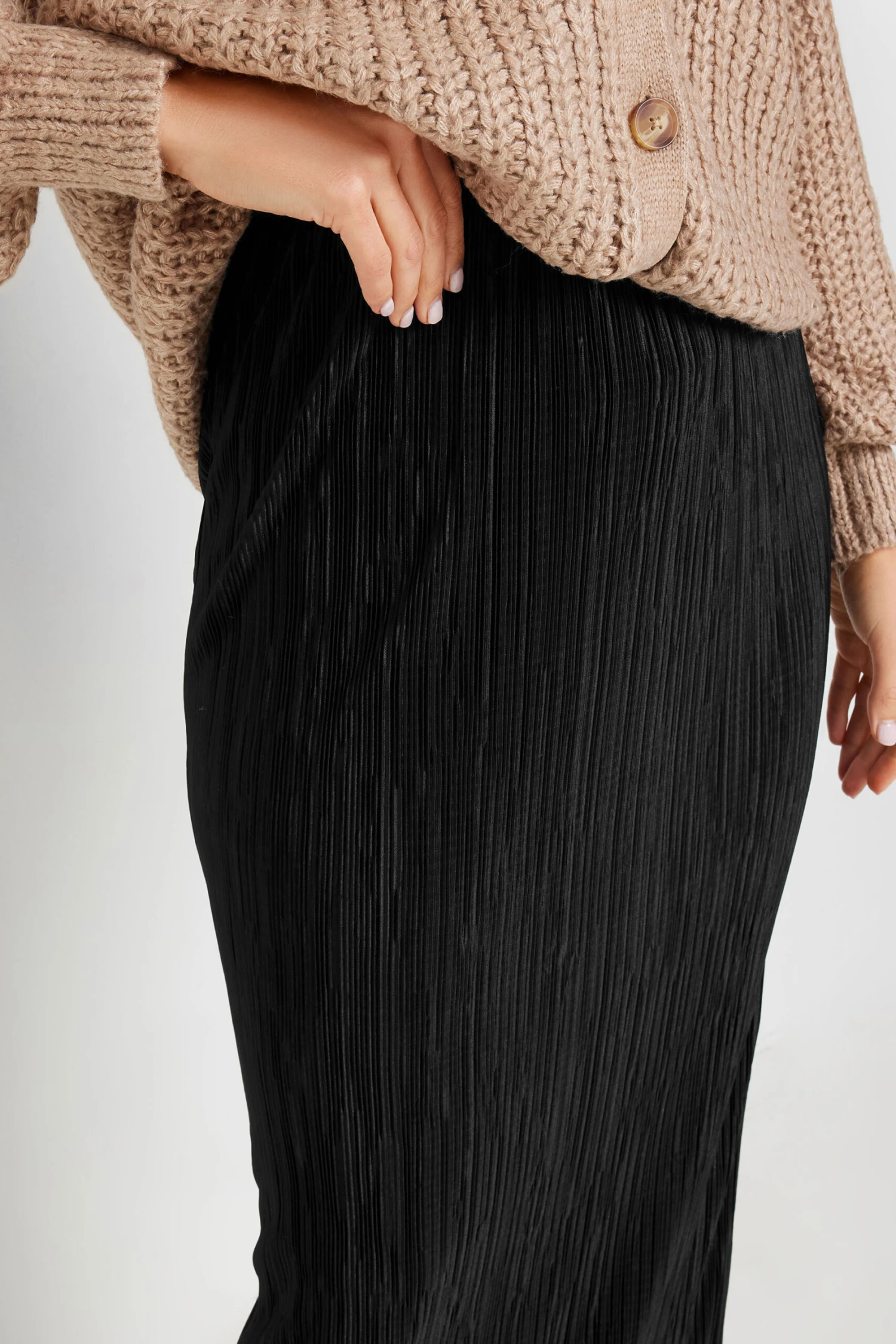 LTS Tall Black Plisse Maxi Skirt 6 LTS Tall Black Plisse Maxi Skirt – Image 4