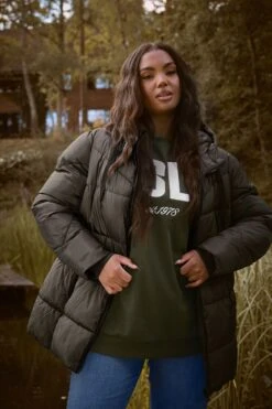 YOURS Curve Manteau Court Matelassé Marron