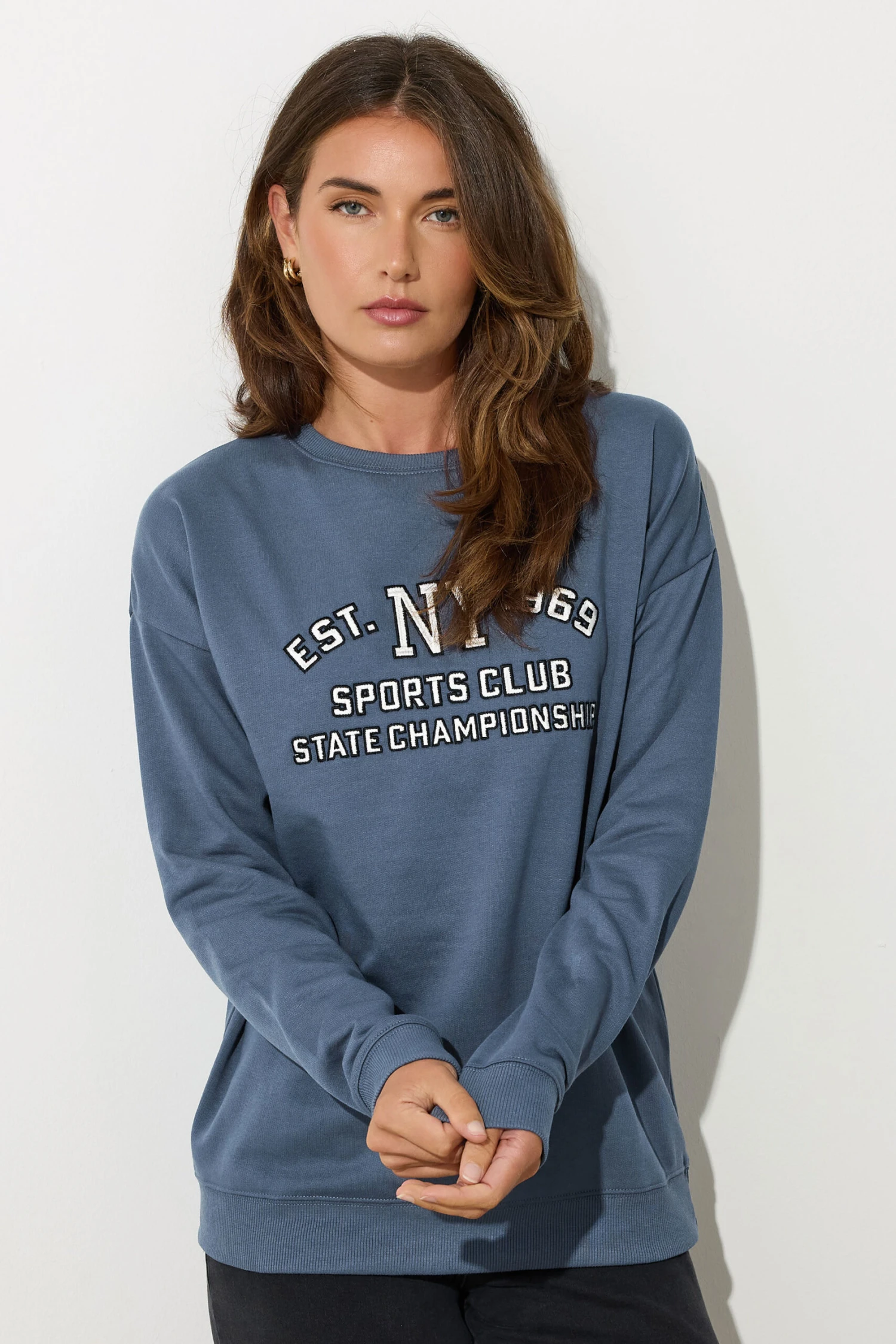 LTS Tall Blue 'NY 1969' Slogan Sweatshirt 4 LTS Tall Blue 'NY 1969' Slogan Sweatshirt – Image 2