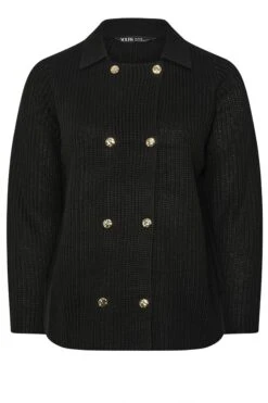 YOURS Curve Cardigan Noir à Double Boutonnage -Evans Boutique bf051c0d 94b9 42 280677 X