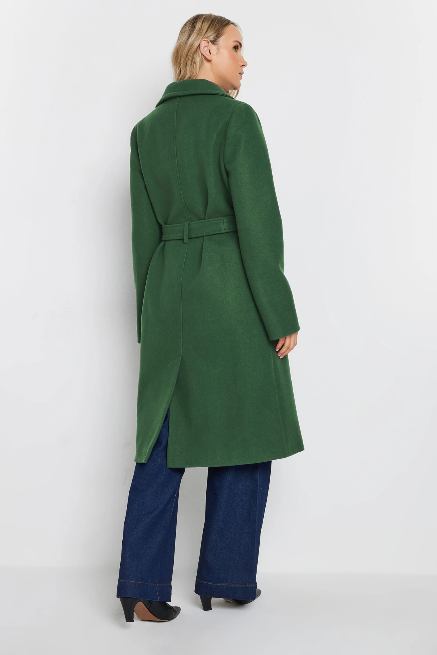 LTS Tall Dark Green Belted Wrap Formal Coat 6 LTS Tall Dark Green Belted Wrap Formal Coat – Image 4