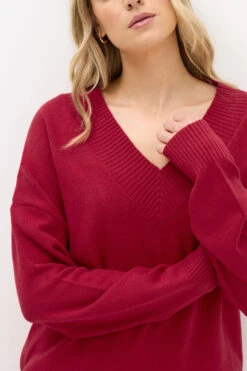 LTS Tall Red Wool V-Neck Jumper 10 LTS Tall Red Wool V-Neck Jumper -Evans Boutique bf214a57 8774 4c 356076 D