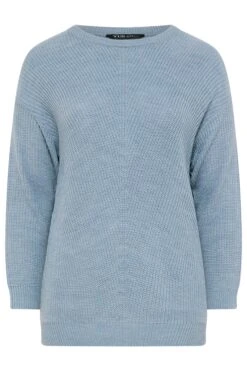 YOURS Curve Pull En Maille Bleu Clair Essentiel