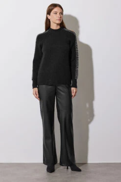 STAR Black Embellished Sleeve Jumper 12 STAR Black Embellished Sleeve Jumper -Evans Boutique bf3685cd aa8f 4a 110617 F