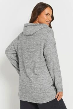 YOURS - Pull à Capuche Gris Clair Léopard Clouté -Evans Boutique bf46eee5 aaff 49 303871 C