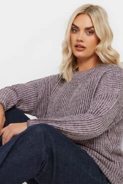 YOURS - Pull Rose En Maille Design Nervuré 10 YOURS - Pull Rose En Maille Design Nervuré -Evans Boutique bf5efeaf 4408 47 280441 D