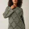 EVANS Curve Khaki Green Diamond Pointelle Jumper