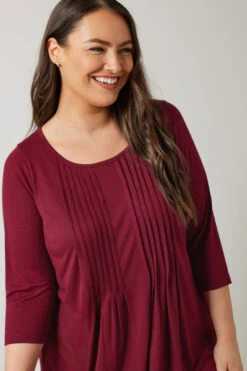 EVANS Curve Burgundy Red Pintuck Modal Rich Top 11 EVANS Curve Burgundy Red Pintuck Modal Rich Top -Evans Boutique bf96f817 df58 4f 615720 D
