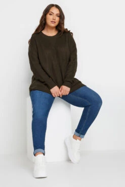 YOURS - Pull Doux Marron En Maille -Evans Boutique bfe5863f 8e98 4a 280238 C