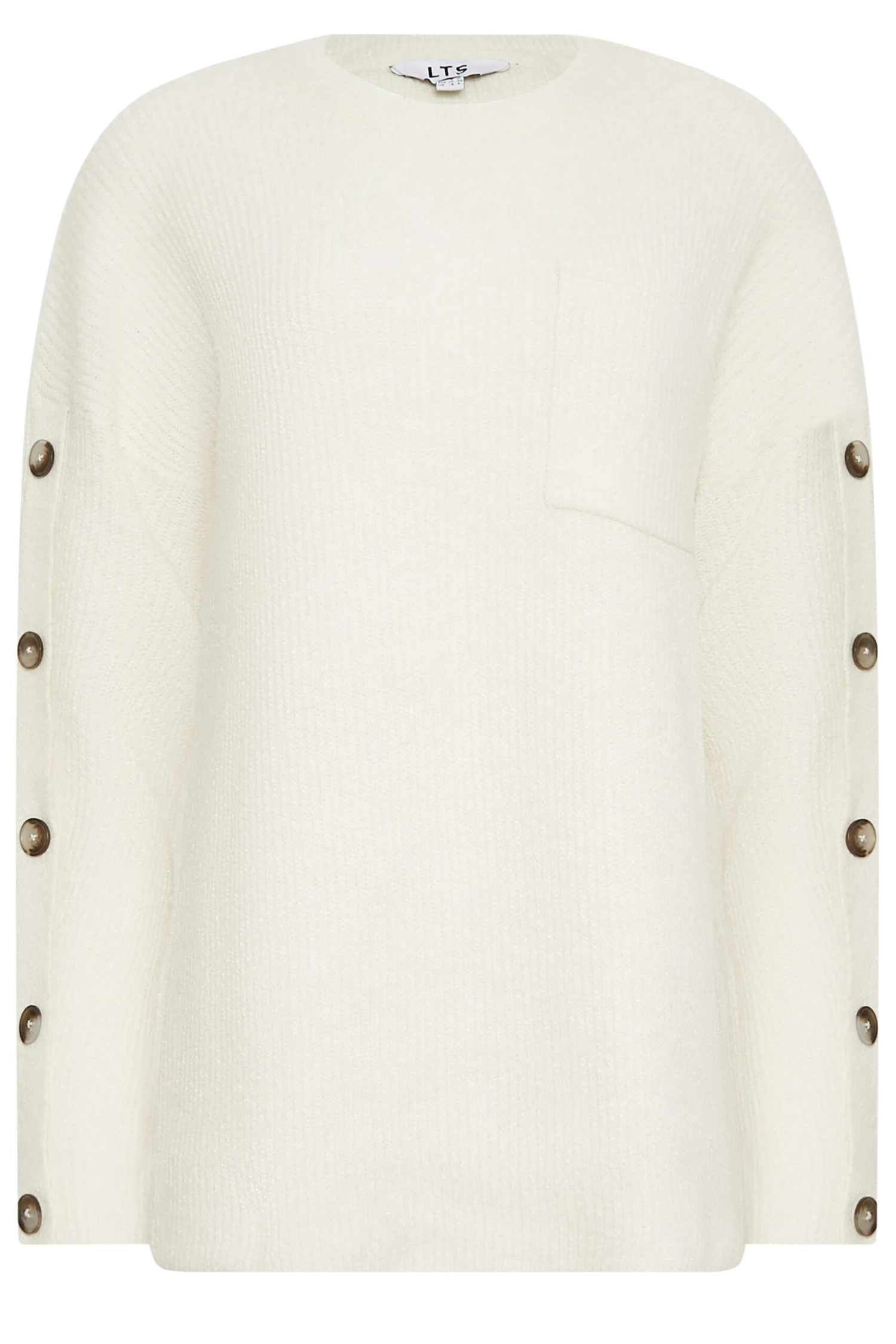 LTS Tall Ivory White Button Long Sleeve Jumper 8 LTS Tall Ivory White Button Long Sleeve Jumper – Image 6