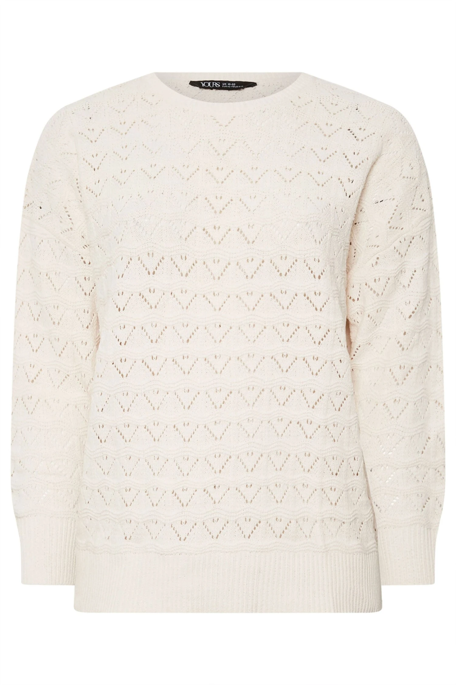 YOURS - Pull En Maille Blanc Design Crochet Manches Longues 7 YOURS - Pull En Maille Blanc Design Crochet Manches Longues – Image 5