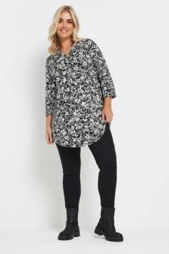 YOURS - Chemisier Noir & Blanc Floral Manches Longues En Jersey 8 YOURS - Chemisier Noir & Blanc Floral Manches Longues En Jersey -Evans Boutique c109a281 b49c 4c 322267 B