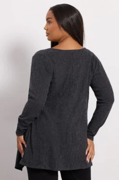 YOURS Curve Cardigan Côtelé Cascade Gris Anthracite -Evans Boutique c113afe8 4ead 49 322855 C
