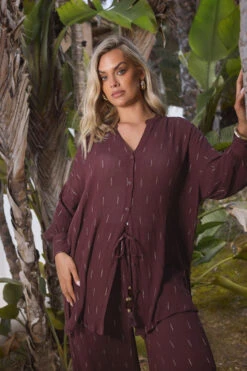 YOURS - Chemisier De Plage Marron Chocolat Métallique