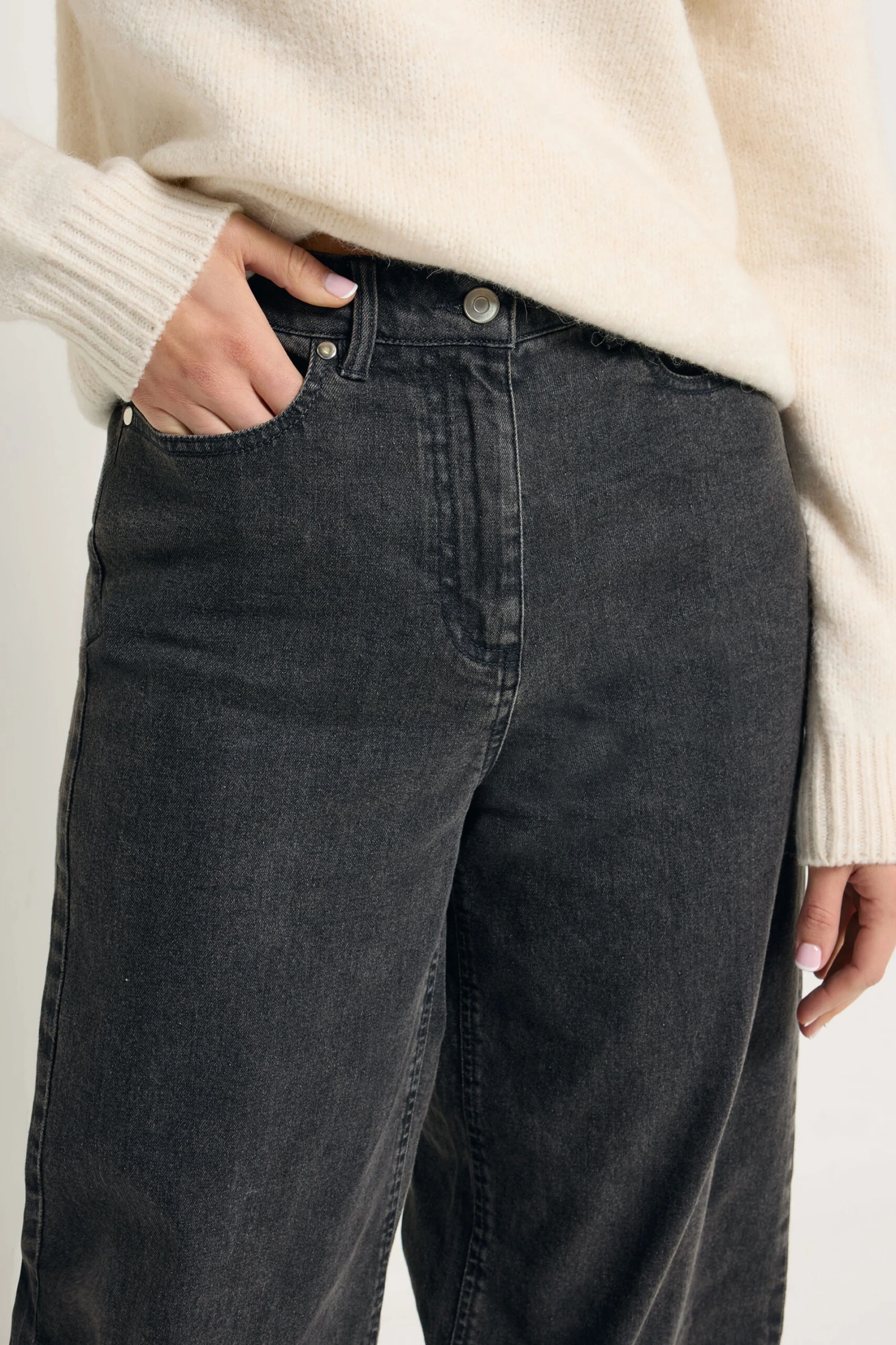 LTS Tall Dark Grey Washed Wide Leg Jeans 6 LTS Tall Dark Grey Washed Wide Leg Jeans – Image 4