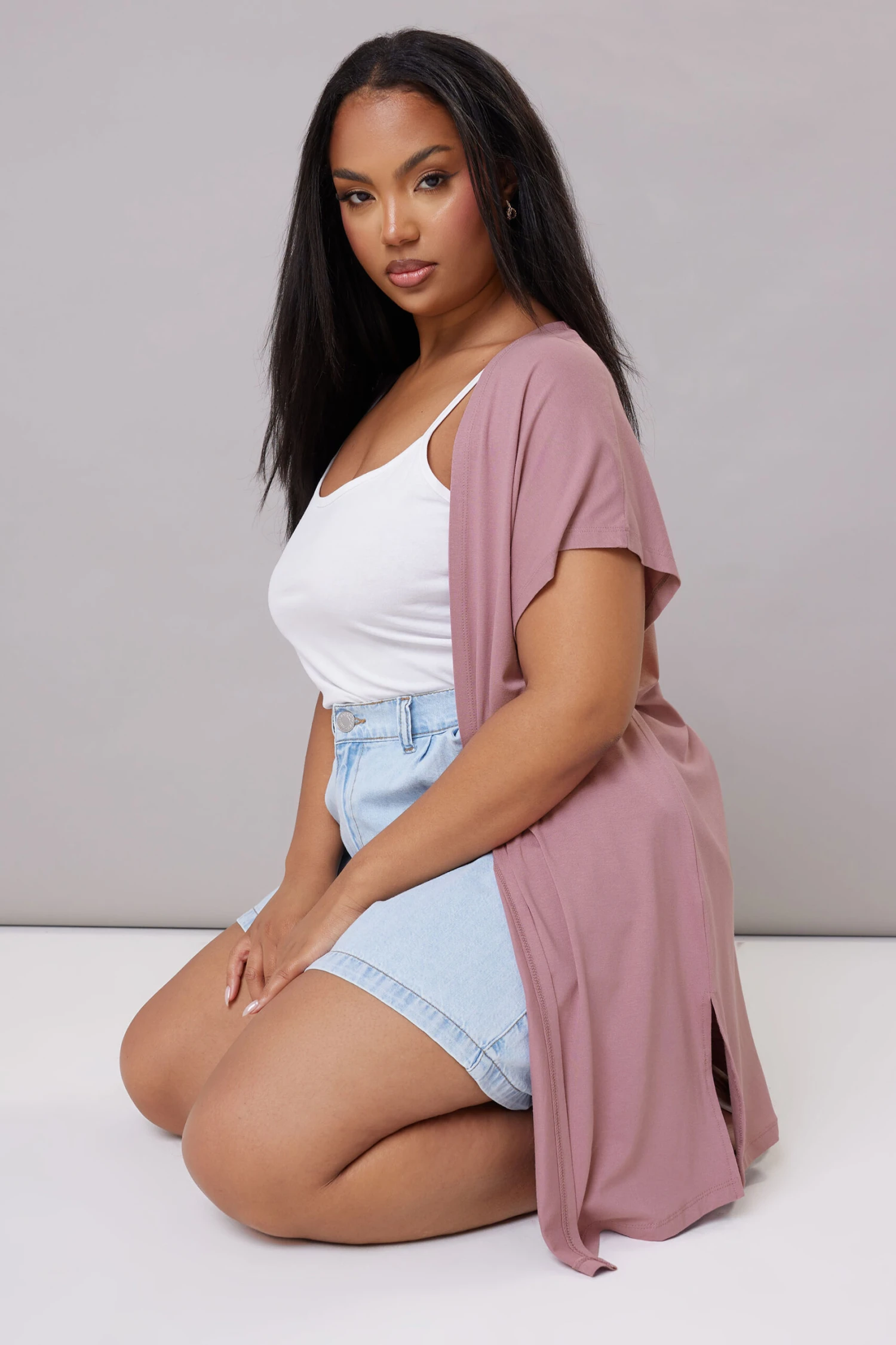 YOURS Curve Cardigan Rose En Jersey à Manches Longues 3 YOURS Curve Cardigan Rose En Jersey à Manches Longues