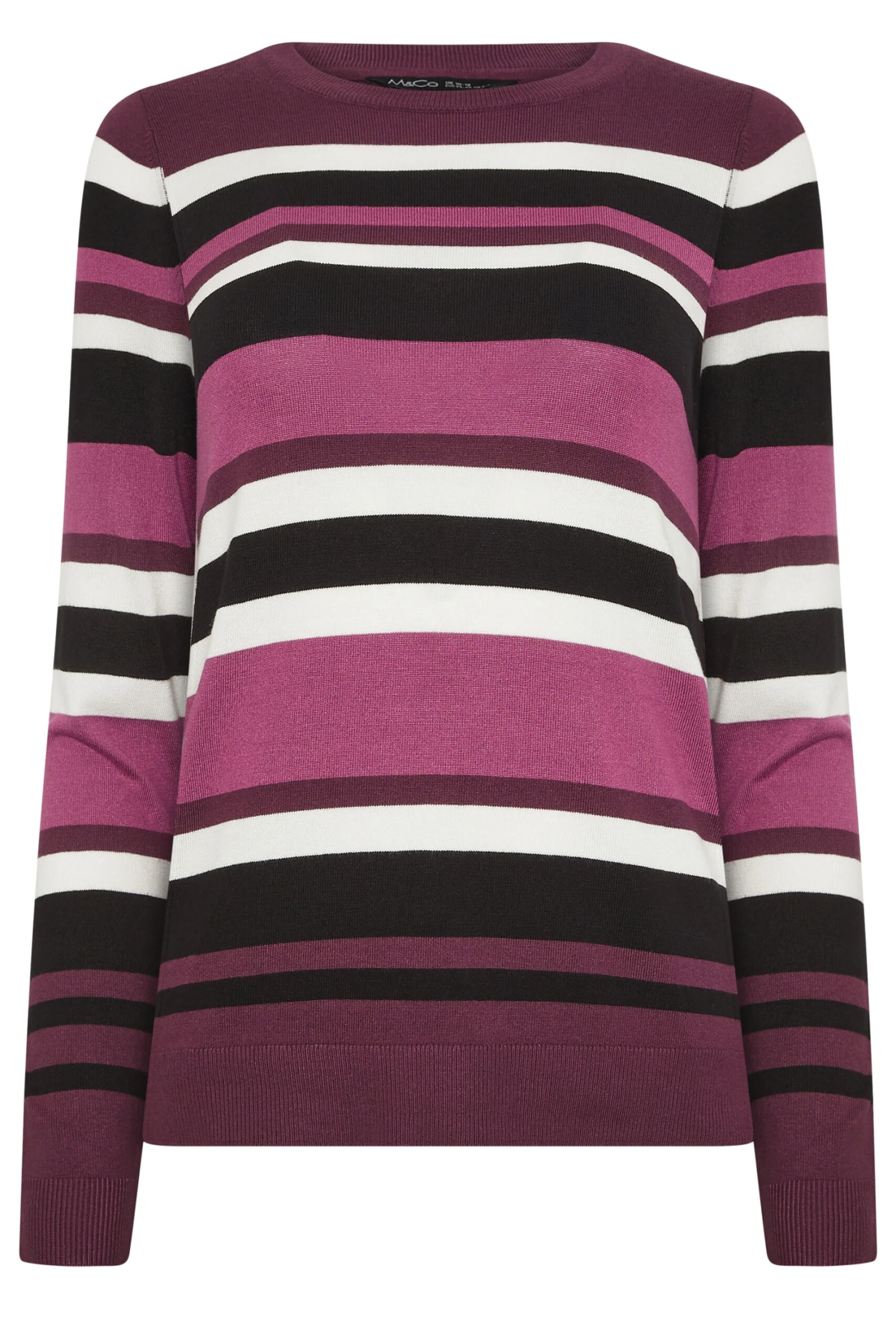 M&Co Berry Purple Stripe Crew Neck Jumper 7 M&Co Berry Purple Stripe Crew Neck Jumper – Image 5